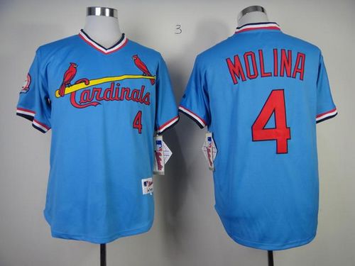 Cardinals #4 Yadier Molina Blue 1982 Turn Back The Clock Stitched MLB Jersey - Click Image to Close